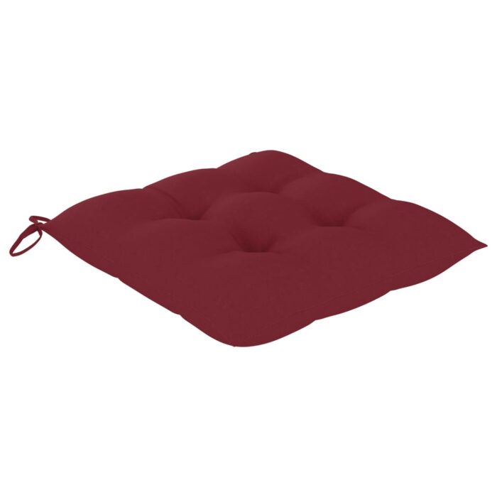 Chaises de jardin avec coussins rouge bordeaux lot de 6 Teck – Image 8