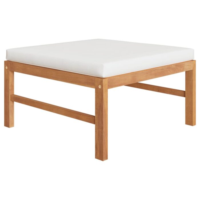 Salon de jardin 3 pcs avec coussins crème Bois de teck – Image 3