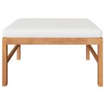Salon de jardin 3 pcs avec coussins crème Bois de teck – Image 4
