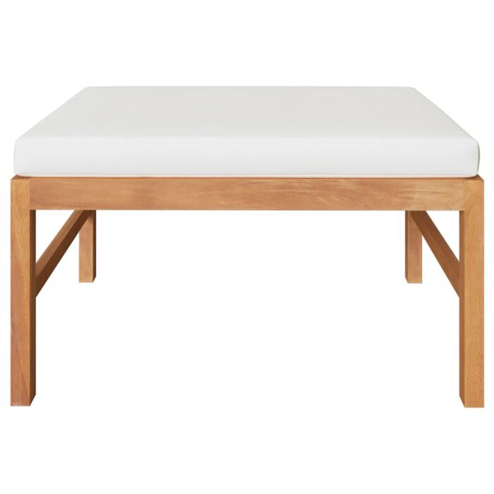 Salon de jardin 3 pcs avec coussins crème Bois de teck – Image 4
