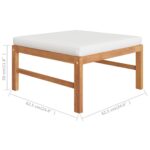 Salon de jardin 3 pcs avec coussins crème Bois de teck – Image 8