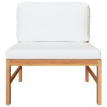 Salon de jardin 2 pcs avec coussins crème Bois de teck – Image 2