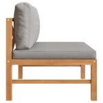 Canapé central avec coussins gris foncé Bois de teck solide – Image 2