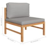 Salon de jardin 3 pcs avec coussins gris foncé Bois de teck – Image 7