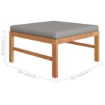 Salon de jardin 3 pcs avec coussins gris foncé Bois de teck – Image 8
