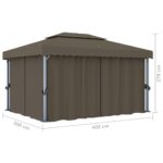 Tonnelle avec rideau 4x3 m Taupe Aluminium – Image 6