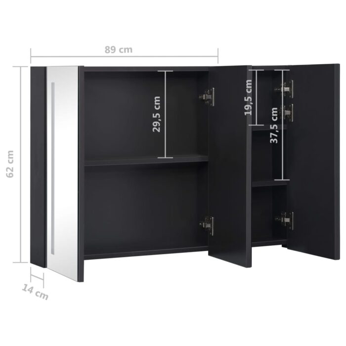 Armoire de salle de bain à miroir LED 89x14x62 cm – Image 7