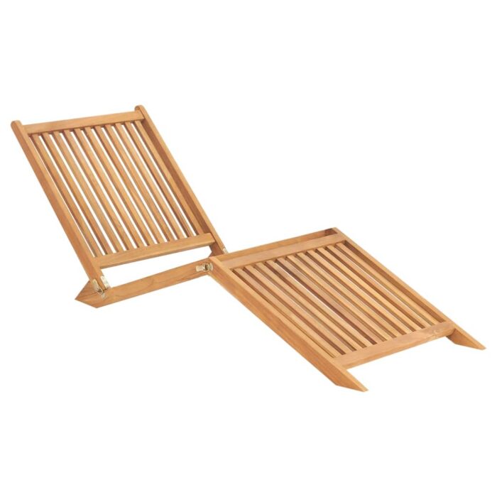 Chaise longue bois de teck solide – Image 1