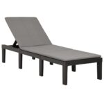 Chaise longue avec coussin Plastique Anthracite