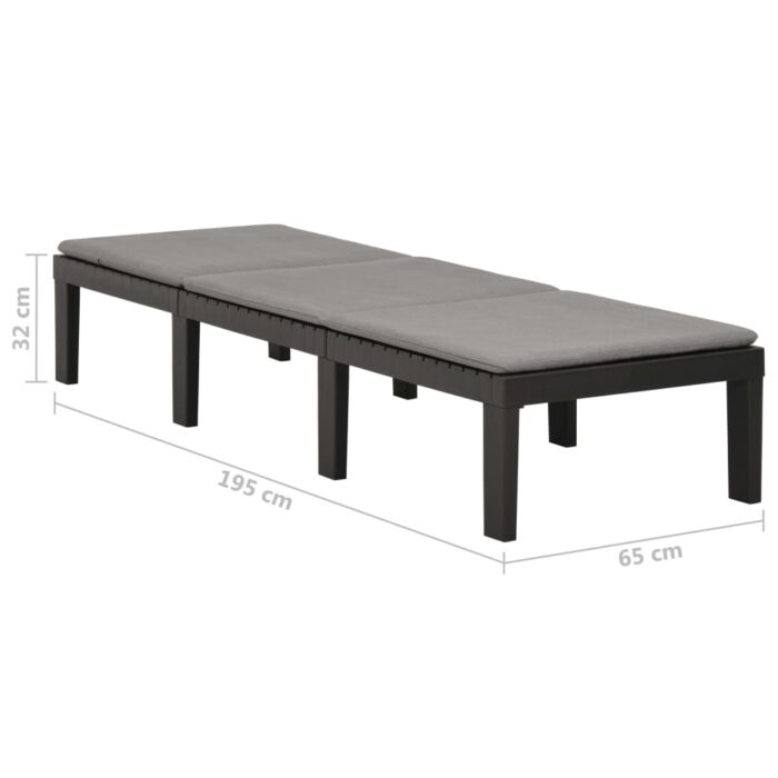 Chaise longue avec coussin Plastique Anthracite – Image 8