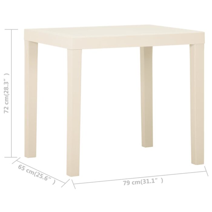 Table de jardin Blanc 79x65x72 cm Plastique – Image 4