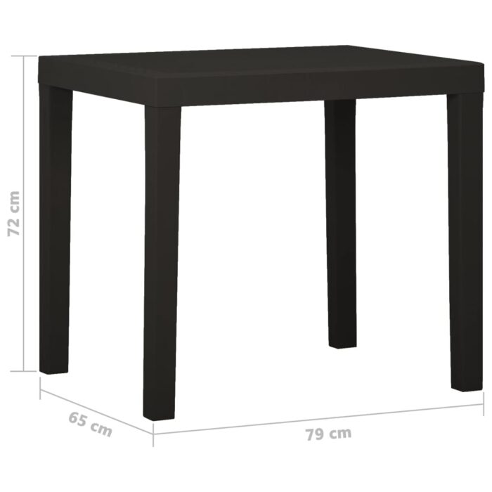 Table de jardin Anthracite 79x65x72 cm Plastique – Image 4