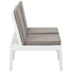 Banc de salon de jardin avec coussin Plastique Blanc – Image 2