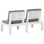 Banc de salon de jardin avec coussin Plastique Blanc – Image 3