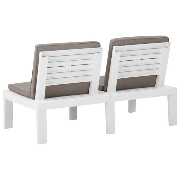 Banc de salon de jardin avec coussin Plastique Blanc – Image 3