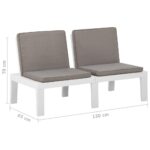Banc de salon de jardin avec coussin Plastique Blanc – Image 5