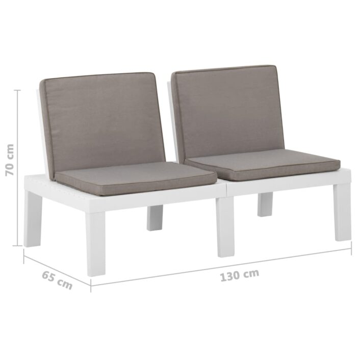 Banc de salon de jardin avec coussin Plastique Blanc – Image 5
