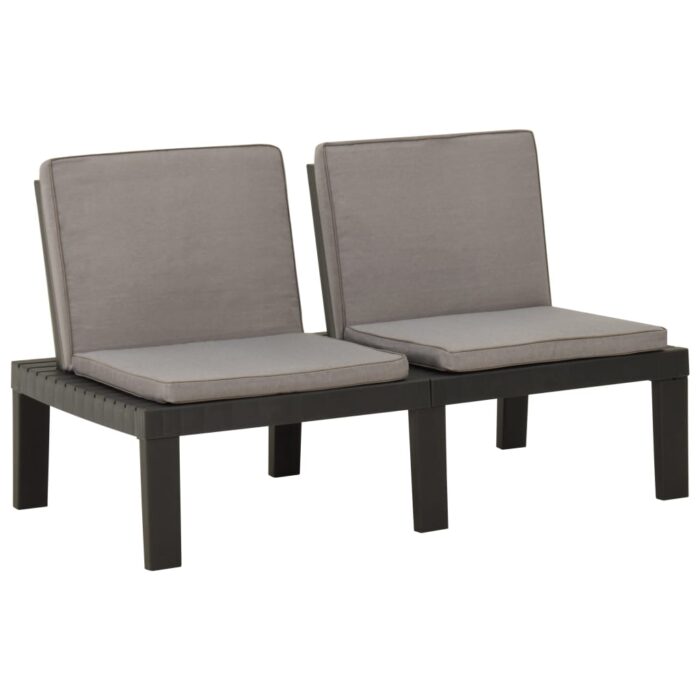 Banc de salon de jardin avec coussin Plastique Gris – Image 1