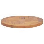 Dessus de table Bois de teck solide Rond 2,5 cm 40 cm – Image 2