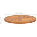 Dessus de table Bois de teck solide Rond 2,5 cm 50 cm – Image 5