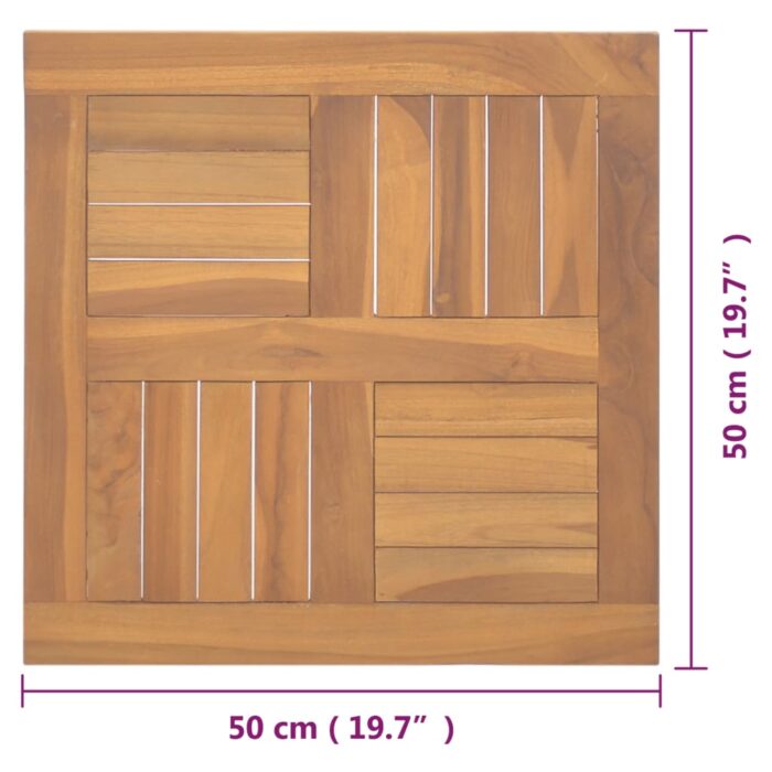 Dessus de table carré 50x50x2,5 cm Bois de teck massif – Image 5