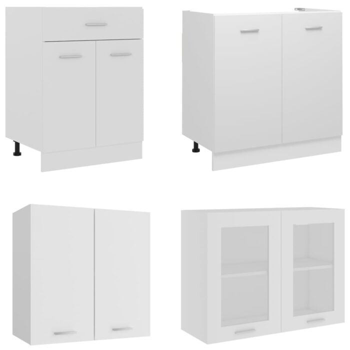 Ensemble de meubles de cuisine 4 pcs Blanc Bois d'ingénierie – Image 2