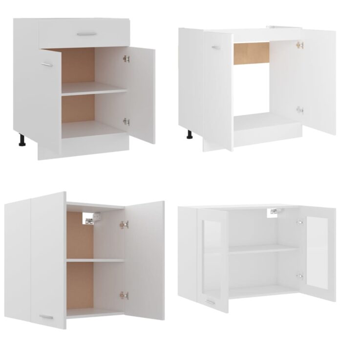 Ensemble de meubles de cuisine 4 pcs Blanc Bois d'ingénierie – Image 3