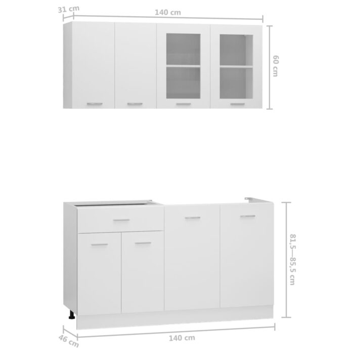 Ensemble de meubles de cuisine 4 pcs Blanc Bois d'ingénierie – Image 8