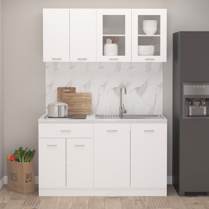 VXL8720286327111_m_en_hd_1.jpg Ensemble de meubles de cuisine 4 pcs Blanc Bois d'ingénierie – Image 1