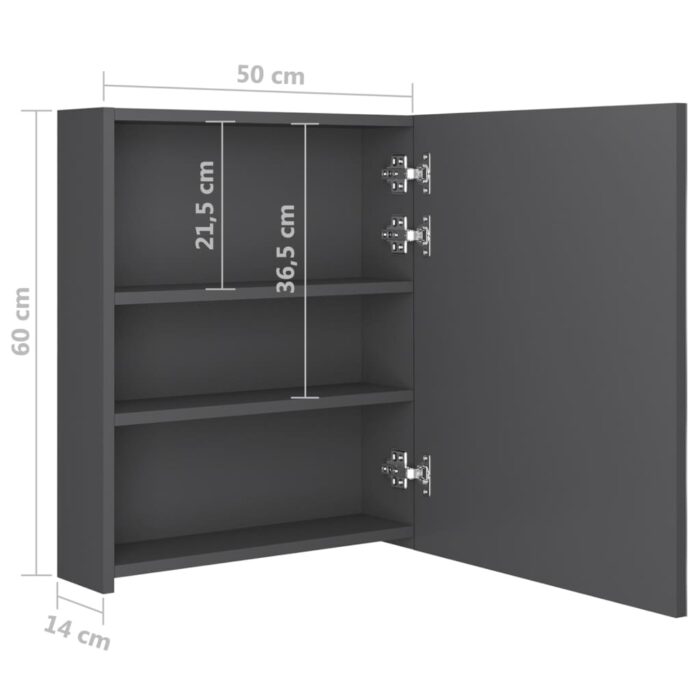Armoire de salle de bain à miroir LED gris 50x14x60 cm – Image 6