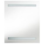 Armoire de salle de bain à miroir à LED blanc et chêne – Image 2