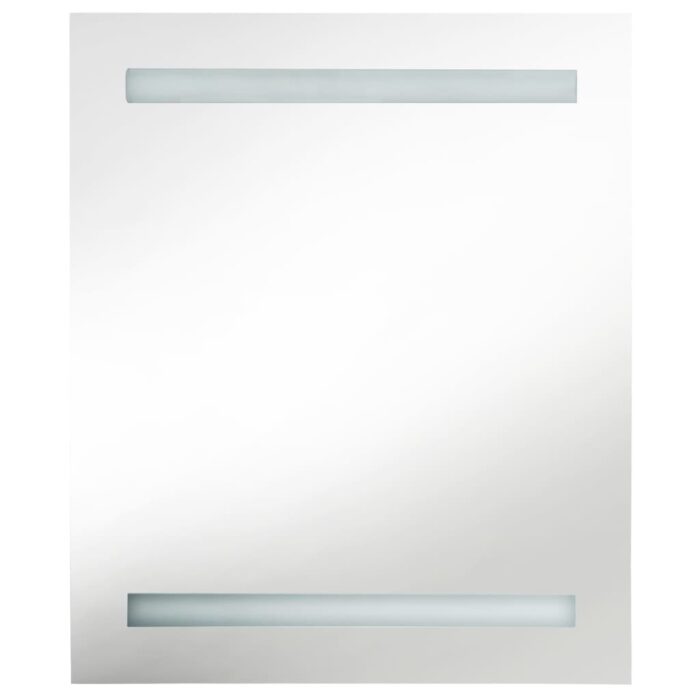 Armoire de salle de bain à miroir à LED blanc et chêne – Image 2
