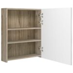 Armoire de salle de bain à miroir à LED blanc et chêne – Image 3