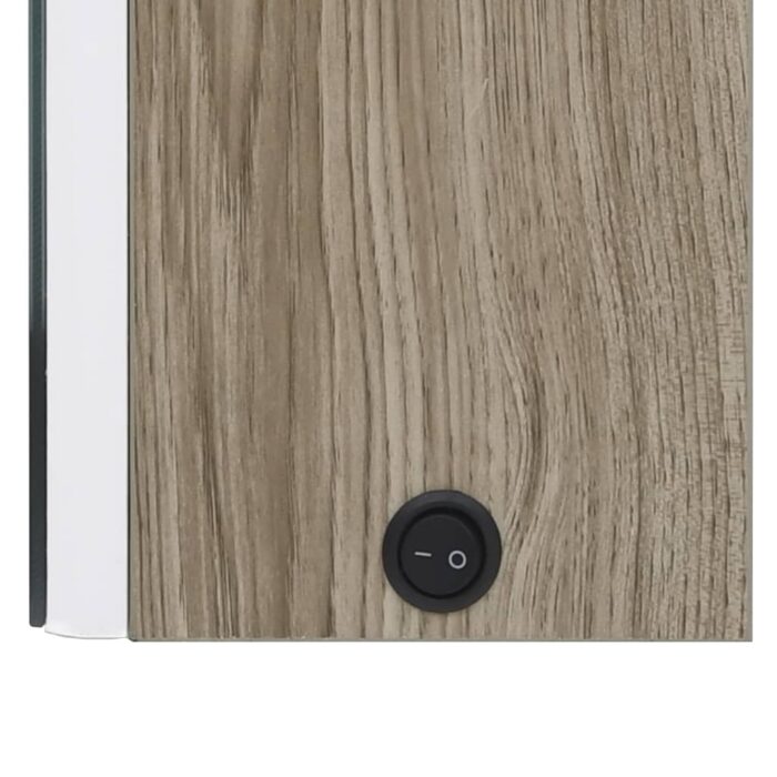 Armoire de salle de bain à miroir à LED blanc et chêne – Image 4