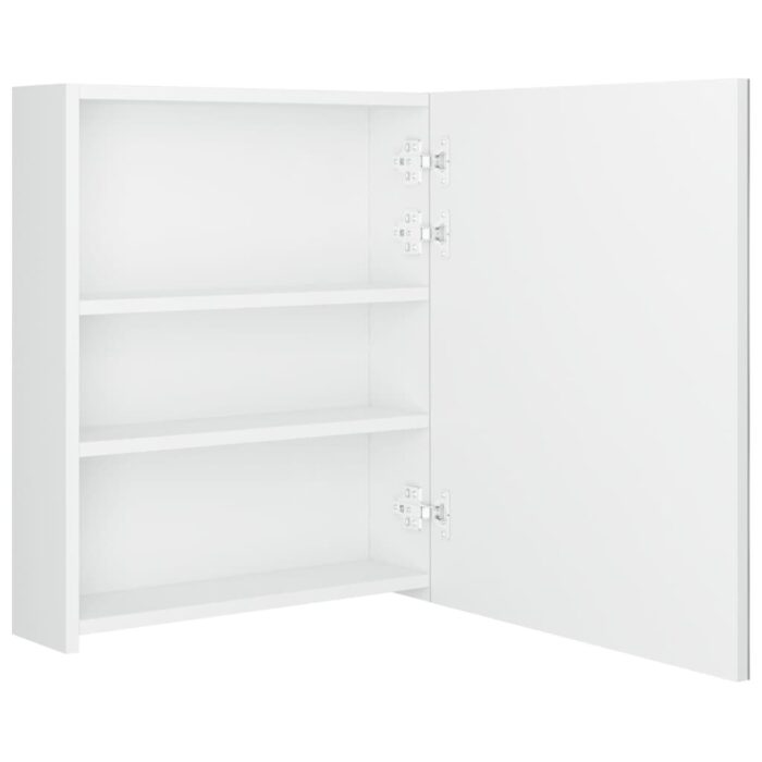 Armoire de salle de bain à miroir LED blanc brillant 50x14x60cm – Image 3