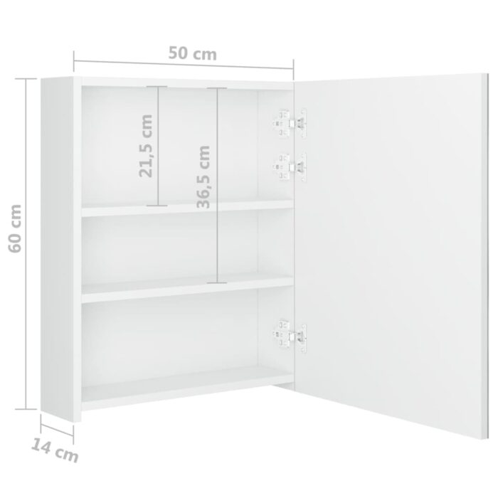 Armoire de salle de bain à miroir LED blanc brillant 50x14x60cm – Image 6