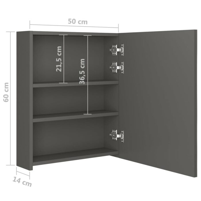 Armoire de salle de bain à miroir LED anthracite 50x14x60 cm – Image 6