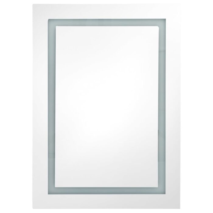 Armoire de salle de bain à miroir LED blanc et chêne 50x13x70cm – Image 2