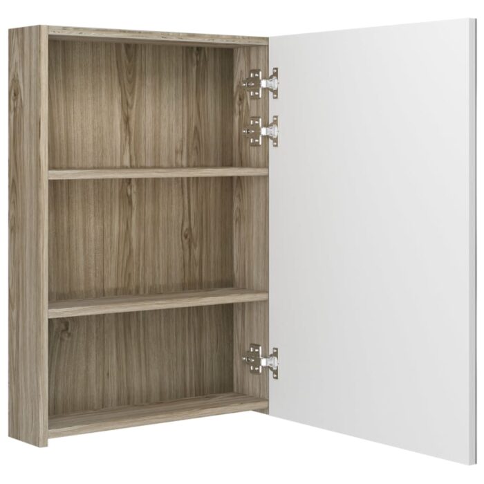 Armoire de salle de bain à miroir LED blanc et chêne 50x13x70cm – Image 3