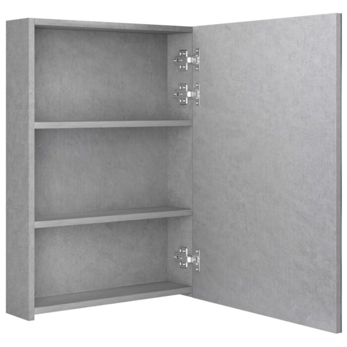 Armoire de salle de bain à miroir LED gris béton 50x13x70 cm – Image 3