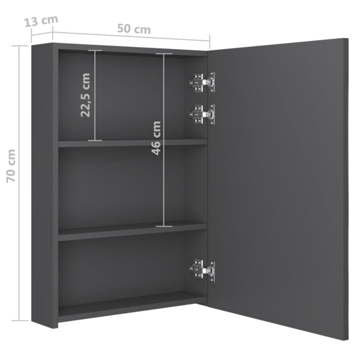 Armoire de salle de bain à miroir LED gris 50x13x70 cm – Image 6
