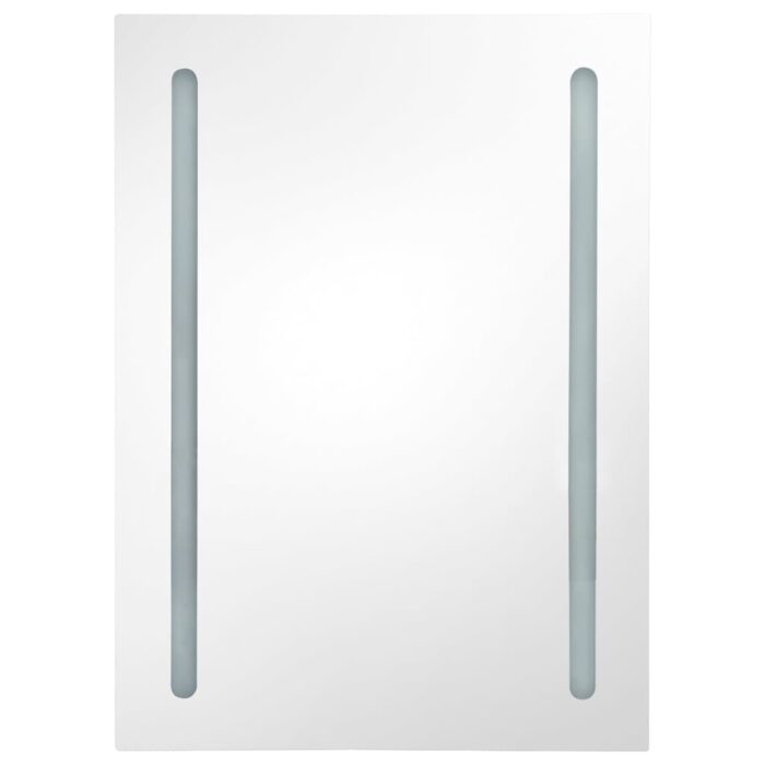 Armoire de salle de bain à miroir LED gris brillant 50x13x70 cm – Image 2