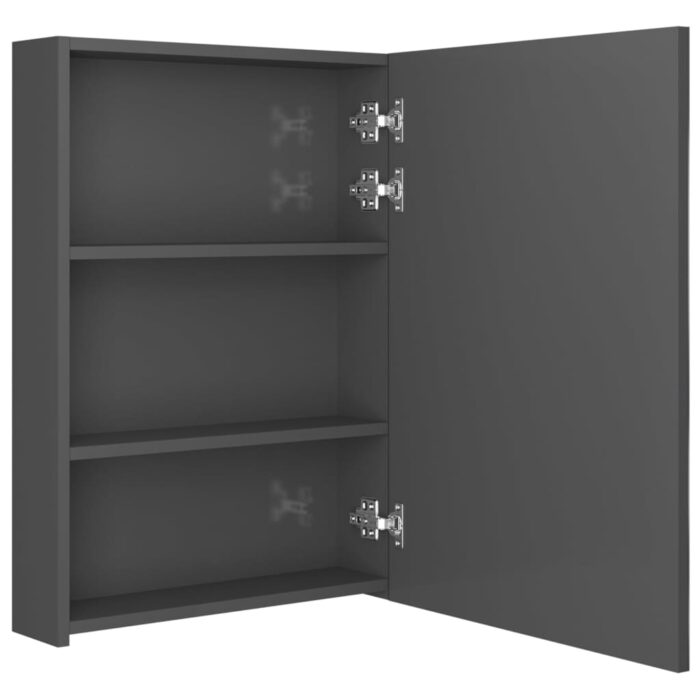 Armoire de salle de bain à miroir LED gris brillant 50x13x70 cm – Image 3