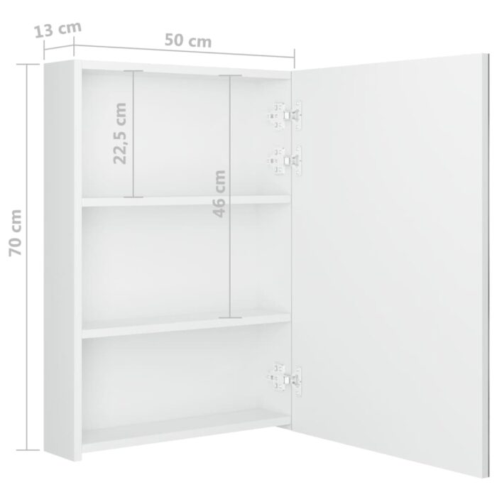 Armoire de salle de bain à miroir LED Blanc brillant 50x13x70cm – Image 6