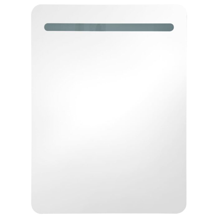 Armoire de salle de bain à miroir LED gris béton 60x11x80 cm – Image 2