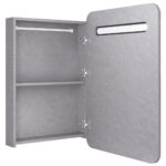 Armoire de salle de bain à miroir LED gris béton 60x11x80 cm – Image 3