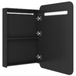 Armoire de salle de bain à miroir LED noir 60x11x80 cm – Image 3
