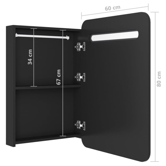 Armoire de salle de bain à miroir LED noir 60x11x80 cm – Image 5