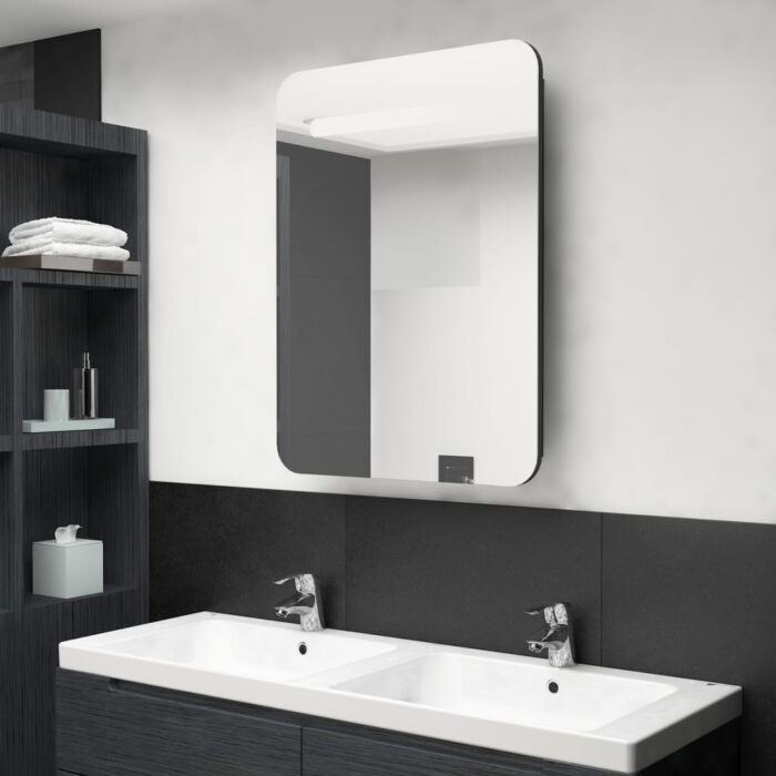 VXL8720286332665_m_en_hd_1.jpg Armoire de salle de bain à miroir LED noir 60x11x80 cm – Image 1
