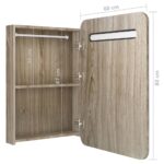 Armoire de salle de bain à miroir LED chêne 60x11x80 cm – Image 5